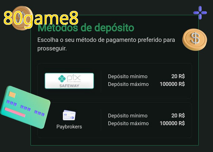O cassino 80game8bet oferece uma grande variedade de métodos de pagamento